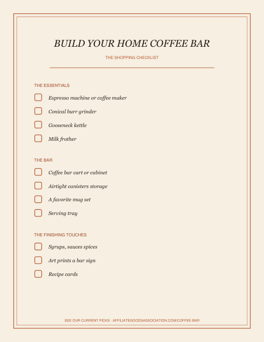Build your home coffee bar checklist