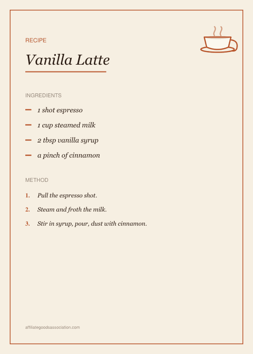 Café recipe card